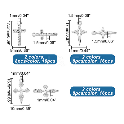 48Pcs 6 Style Alloy Pendants & Rhinestone Settings FIND-AR0002-07-1