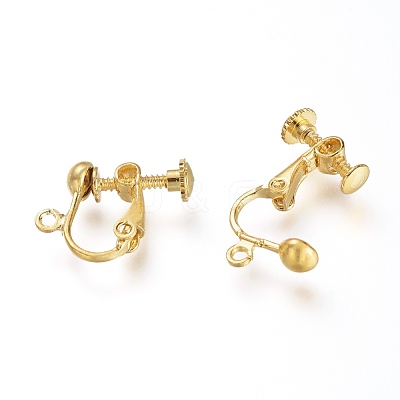 Brass Clip-on Earring Findingsfor non-pierced Ears X-EC143-NFG-1