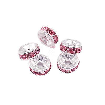 Rondelle Brass Rhinestone Spacer Beads FS-WG29681-58-1