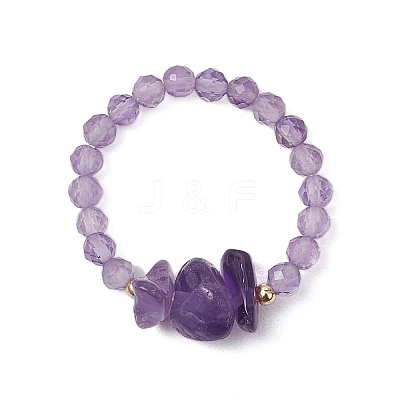 Natural Gemstone Beaded Rings RJEW-TA00191-1