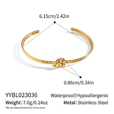 304 Stainless Steel Double-Strand Knot Open Cuff Bangles for Women BP9596-1