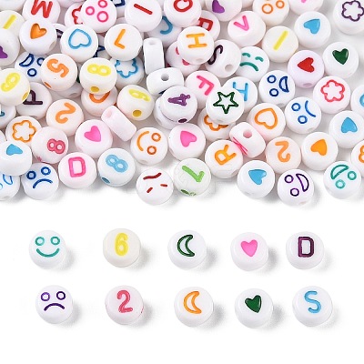 190Pcs 5 Styles Opaque Acrylic Beads MACR-FP0001-08-1
