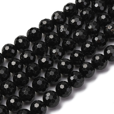 Natural Black Tourmaline Beads Strands G-S345-8mm-002-1