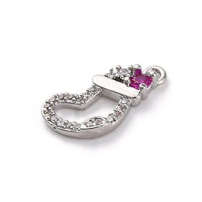 Christmas Series Brass Micro Pave Cubic Zirconia Pendants KK-Q010-01P-01B-1