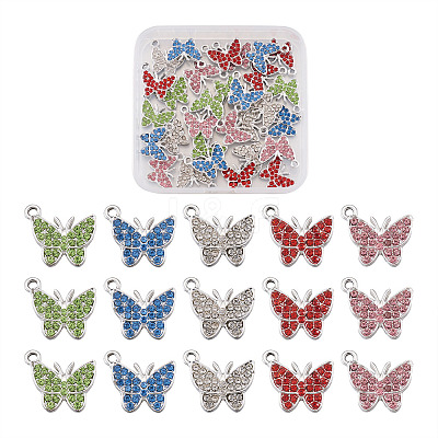 30Pcs 5 Colors Zinc Alloy Butterfly Jewelry Charms FIND-TA0001-61-1