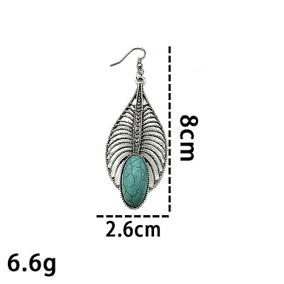 Synthetic Turquoise Dangle Earrings RG8446-3-1