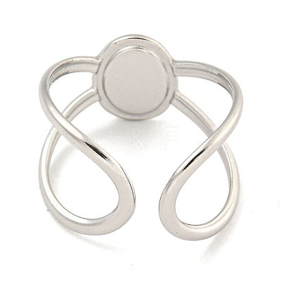 Non-Tarnish 304 Stainless Steel Oval Cuff Ring Components X-RJEW-A043-07P-1