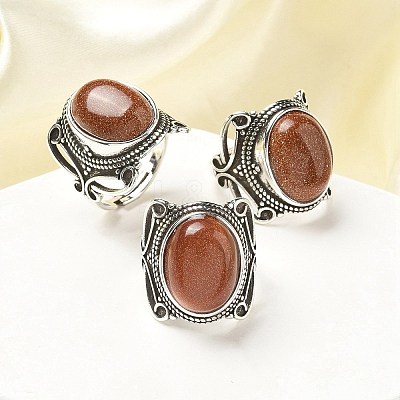 Synthetic Goldstone Adjustable Rings RJEW-I108-02AS-01-1