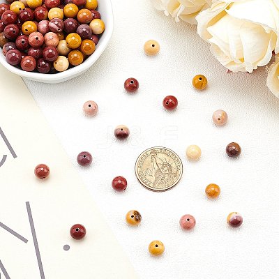 Natural Mookaite Round Beads Strands G-AR0001-60-1