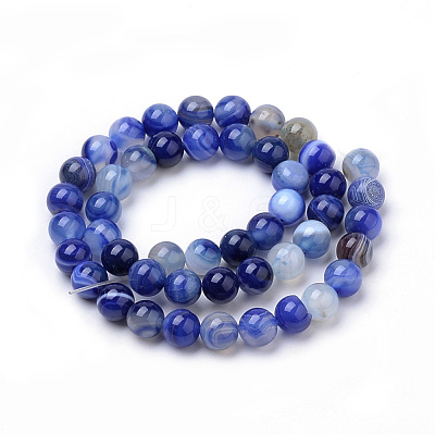 Natural Striped Agate/Banded Agate Beads Strands G-S259-04B-6mm-1