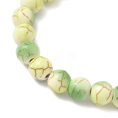 Baking Paint Synthetic Turquoise Round & Tortoise Beads Stretch Bracelets for Men Women BJEW-JB12340-03-1