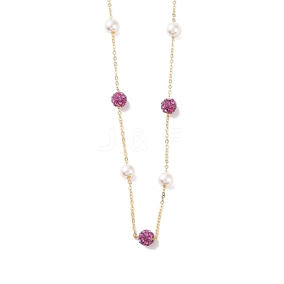 Polymer Clay Rhinestone Beads Beads Necklace BJEW-B078-03G-1
