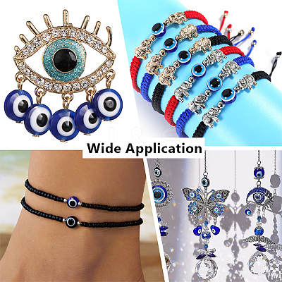 2Strands Handmade Evil Eye Lampwork Beads Strands LAMP-HY0001-14-1