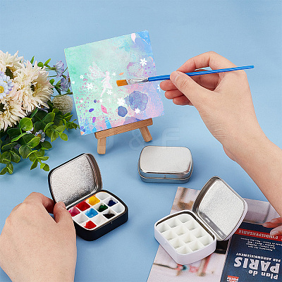 3 Sets 3 Colors Iron Watercolor Paints & Nail Polish Tins Storage Box AJEW-PH0011-08-WH-1