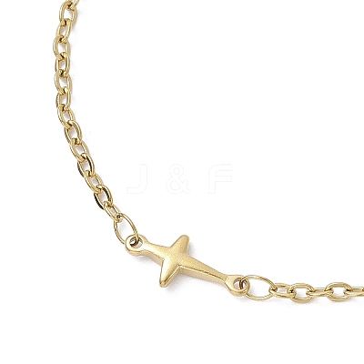 304 Stainless Steel Cross Link Bracelets for Women BJEW-JB12360-02-1