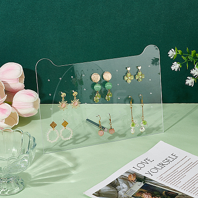 Clear Acrylic Slant Back Earring Storage Rack EDIS-WH0001-04D-1