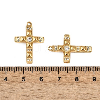 304 Stainless Steel Rhinestone Pendants STAS-L290-38G-1