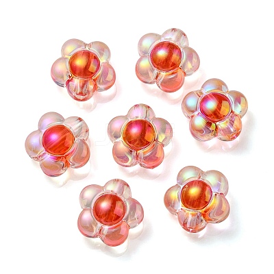 UV Plating Rainbow Iridescent Transparent Acrylic Beads OACR-C007-11B-1