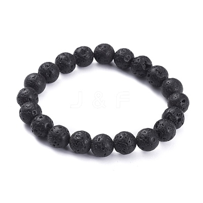 Natural Lava Rock Beads Stretch Bracelets BJEW-G623-02-10mm-1