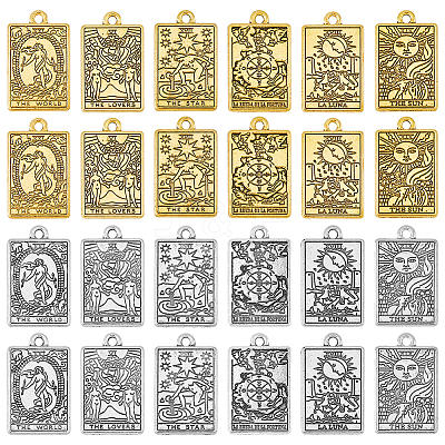 48Pcs 12 Styles Rack Plating Alloy Pendants FIND-DC0003-34-1