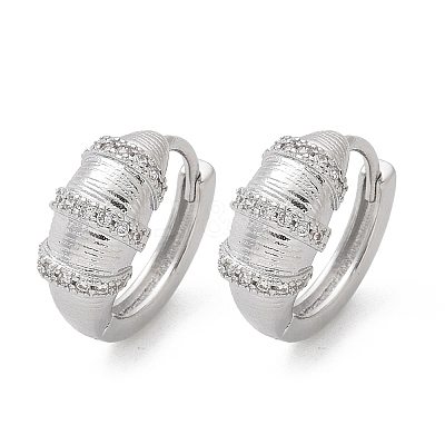 Brass Clear Cubic Zirconia Hoop Earrings EJEW-Q014-21P-1