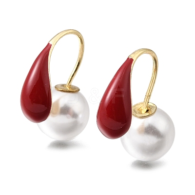 Alloy Enamel & Resin Pearl Clip-on Earrings EJEW-G466-05G-1