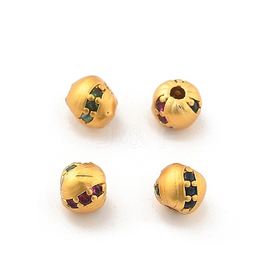 Brass Micro Pave Cubic Zirconia Beads KK-R216-08G-01-1