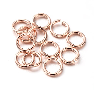 Eco-Friendly PVD Vacuum Plating & Long-Lasting Plated Brass Open Jump Rings X-KK-E663-10mm-RG-1