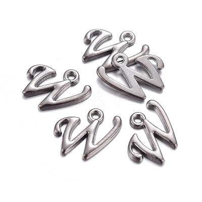 Gunmetal Plated Alloy Letter Pendants PALLOY-J718-01B-W-1