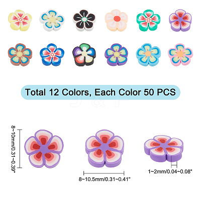 600Pcs 12 Colors Handmade Polymer Clay Cabochons CLAY-PH0001-46-1