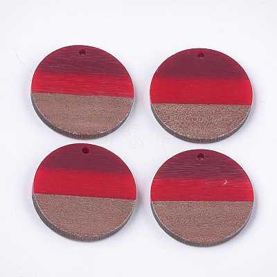 Tri-color Resin & Walnut Wood Pendants RESI-S358-78C-1