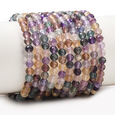 Natural Colorful Fluorite Beads Strands X-G-C261-A01-4mm-1