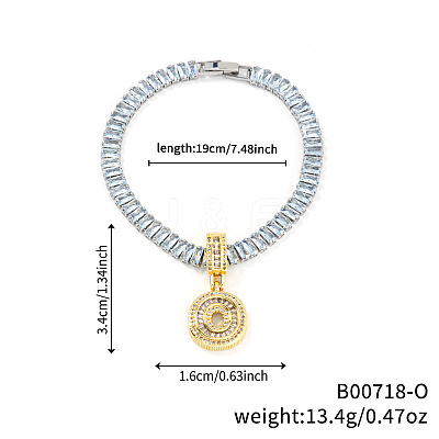 Fashionable Brass Micro Pave Clear Cubic Zirconia Charm Bracelets AF9298-15-1