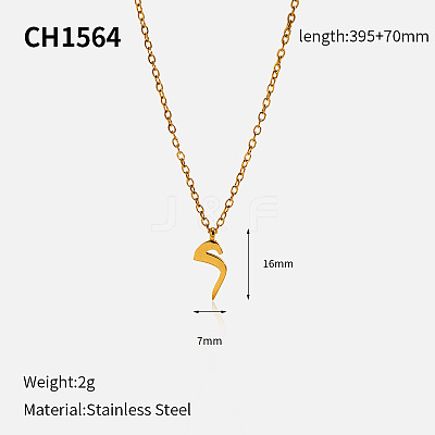 304 Stainless Steel Arabic Initial Letter Pendant Necklaces FS-WG7B6CA-14-1