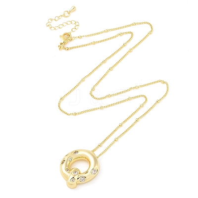 Brass Micro Pave Clear Cubic Zirconia Pendant Necklaces NJEW-Z038-01G-Q-1
