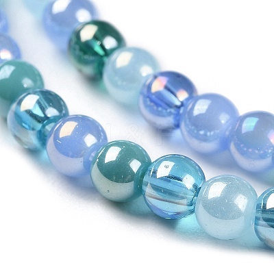 Transperant Electroplate Glass Beads Strands X-GLAA-P056-4mm-B03-1