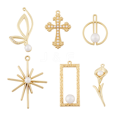 12Pcs 6 Style Alloy Pendants FIND-CW0001-15-1