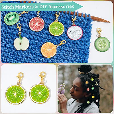 Fruit Slice Pendant Stitch Markers HJEW-AB00339-1