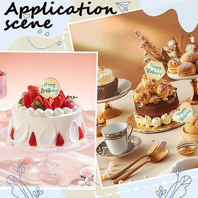 21Pcs 3 Styles Mirror Effect Acrylic Birthday Cupcake Insert Card Decoration AJEW-SP0001-66B-1
