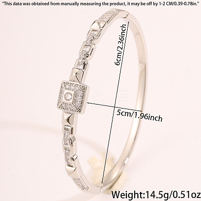 304 Stainless Steel Pave Clear Cubic Zirconia Hinded Bangles for Women WGD2A09-02-1