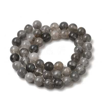 Natural Gemstone Cloudy Quartz Faceted Round Bead Strands G-O021-8mm-03B-1