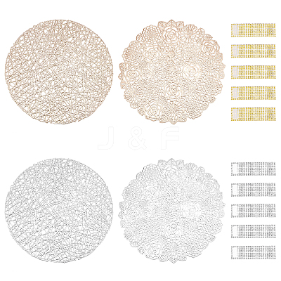 12Pcs 6 Style Flat Round PVC Washable Placemat DJEW-AR0001-02-1