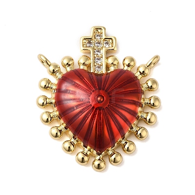 Rack Plating Brass Micro Pave Clear Cubic Zirconia Pendants KK-S372-02G-1