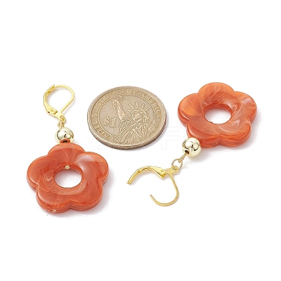 Acrylic Flower Dangle Leverback Earrings EJEW-JE05625-03-1