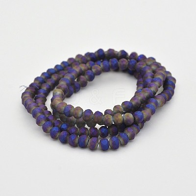 Full Rainbow Plated Faceted Rondelle Glass Beads Strands EGLA-J054-4x3mm-FR02-1