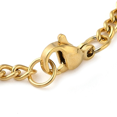 304 Stainless Steel Curb Chain Pendant Necklaces NJEW-H034-01G-1