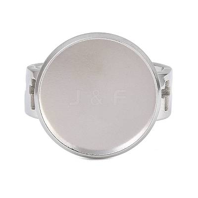 Hollow Cross 304 Stainless Steel Cuff Ring Components SA-CBA098D-02P-E-1
