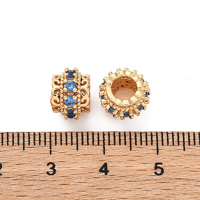 Brass Micro Pave Cubic Zirconia European Beads KK-H513-06G-1