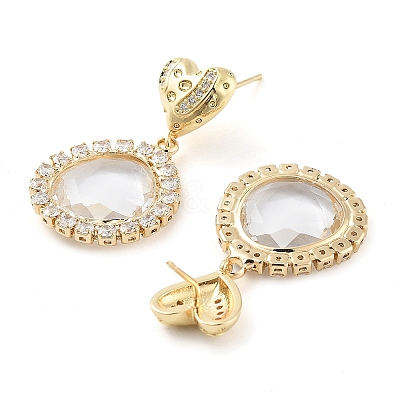 Brass with Glass Dangle Stud Earrings EJEW-Q800-02KCG-1