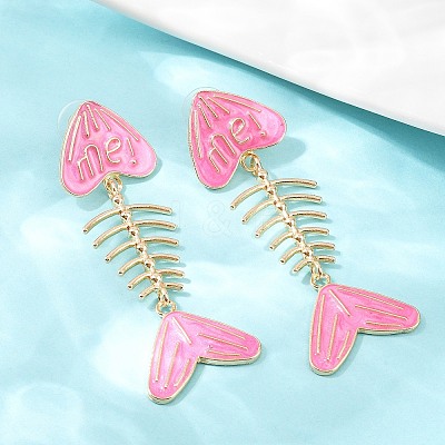 Alloy Enamel Dangle Stud Earrings EJEW-Z140-01G-1